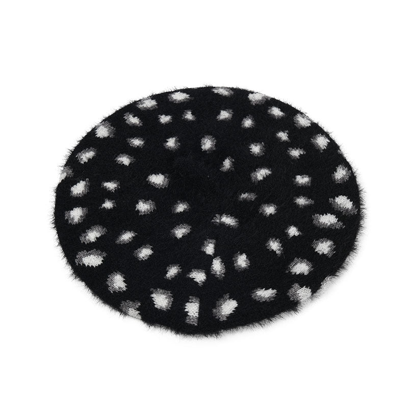 Plush Fleece Warm New Leopard Knitted Beret Women