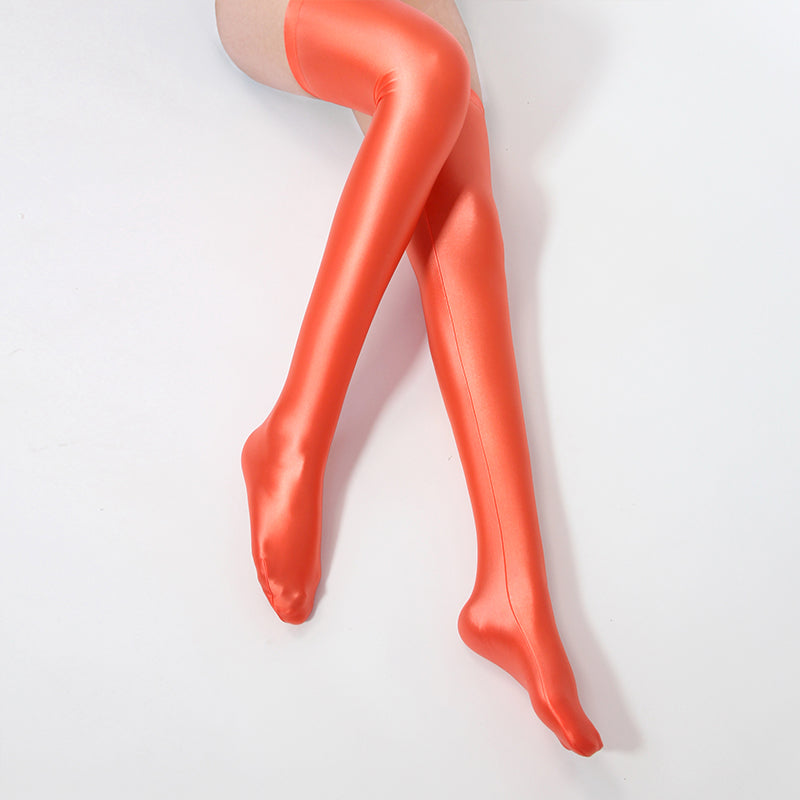 Beauty Shiny Silky Multicolor Japanese High Tube Half Knee Length Stockings