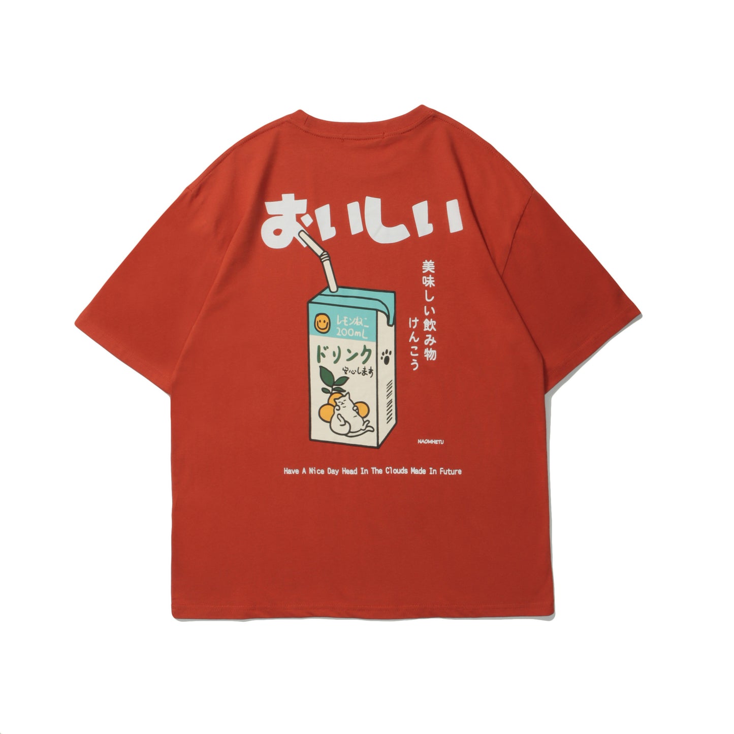 Japanese-style Retro Summer Orange Soda Printed Short Sleeve