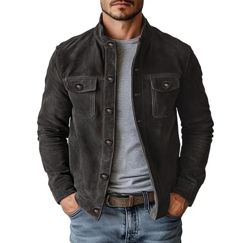 New Men's Casual European And American-style Jacket Made From Faux Suede