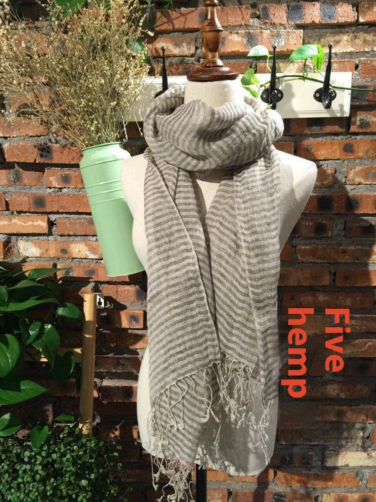 Cotton And Linen Scarf Women's Artistic Shawl Long Four Seasons Warm