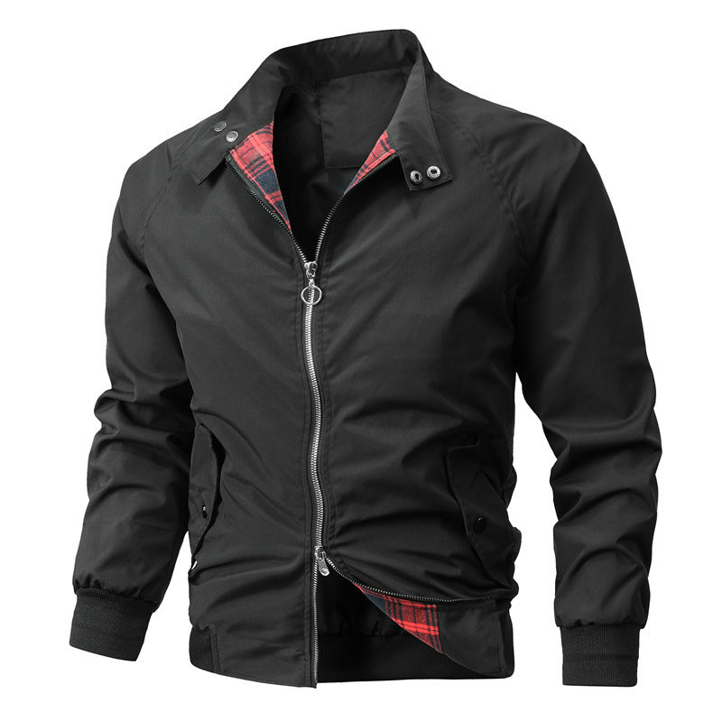 Men's Double Zippered Plaid Breathable Jacket