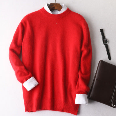 Autumn And Winter New Cashmere Men's Round Neck Loose Thick Mink Sweater
