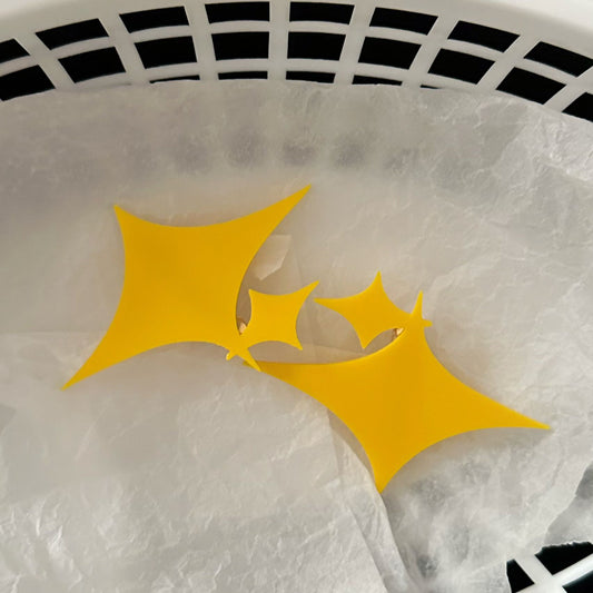 Yellow Geometric Stars Handmade Hair Clips Side