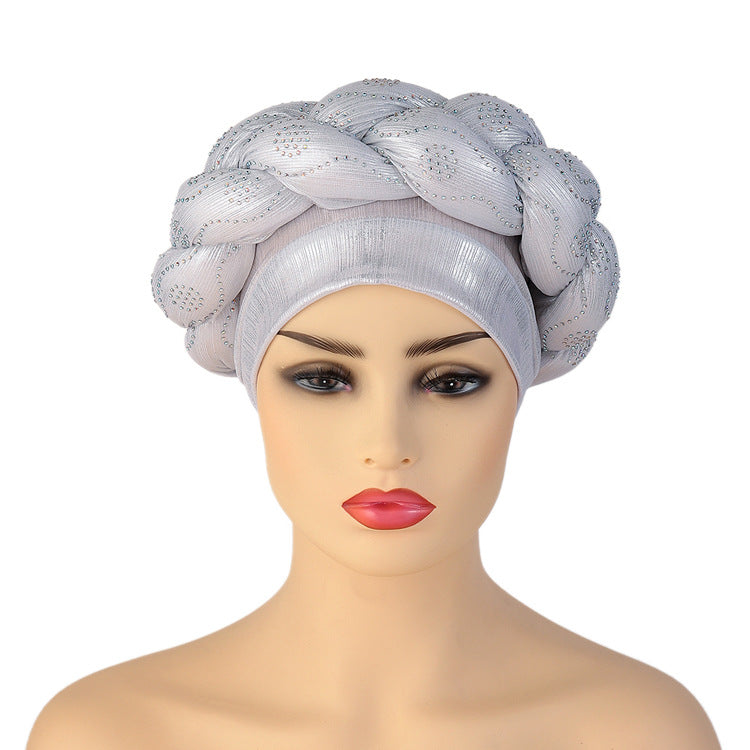 Beauty Strip Hot Drill Thick Braid Hat