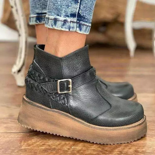 Round-toe Low-tube Thick-soled Women's Viscose Shoes