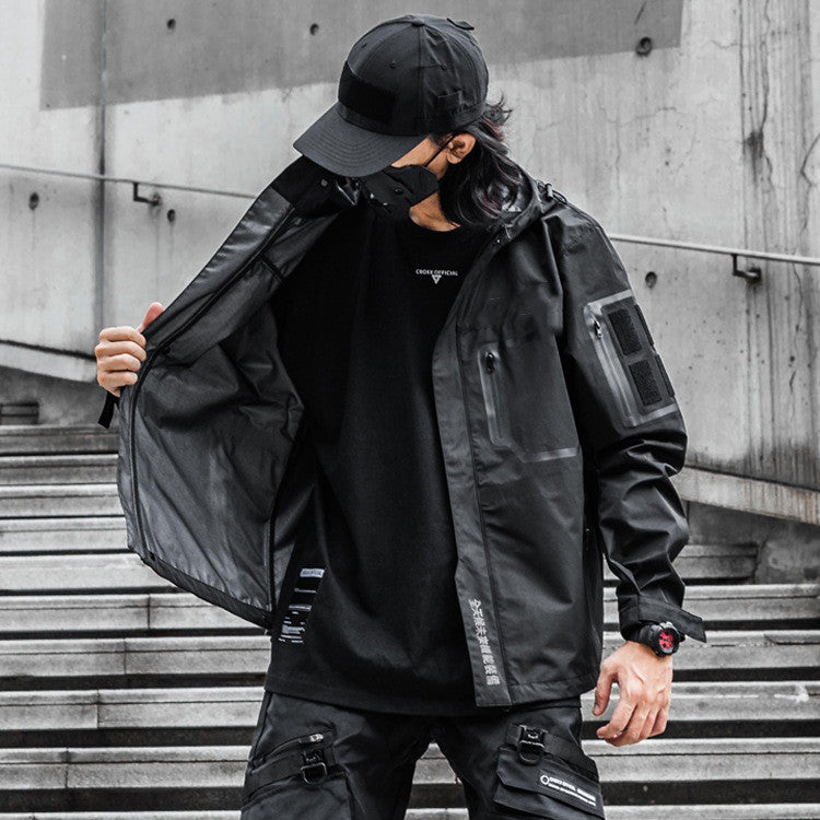 Spring And Autumn Men's Jacket Pressed Rubber Pocket Windbreaker