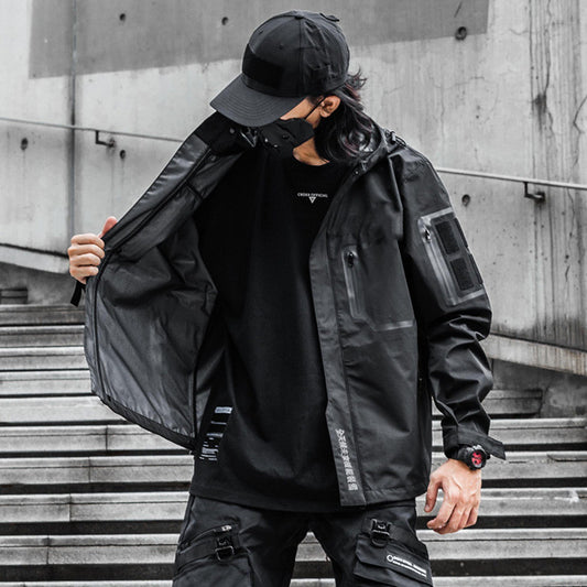 Spring And Autumn Men's Jacket Pressed Rubber Pocket Windbreaker