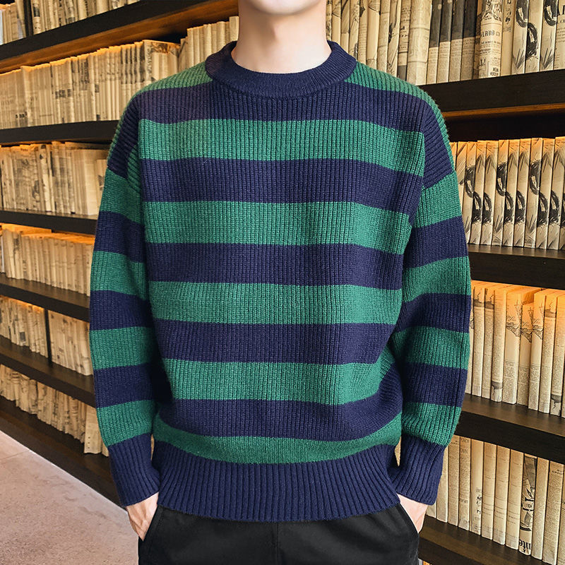 Thick Thread Sweater Men's Knitted Shirt Autumn And Winter Round Neck Fashion Base Sweater