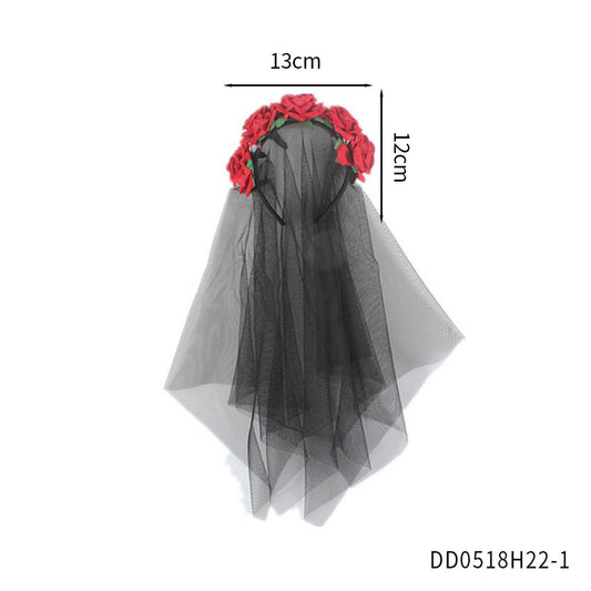 Party Headband Accessory Rose Veil Halloween Mesh Veil Stage Prop