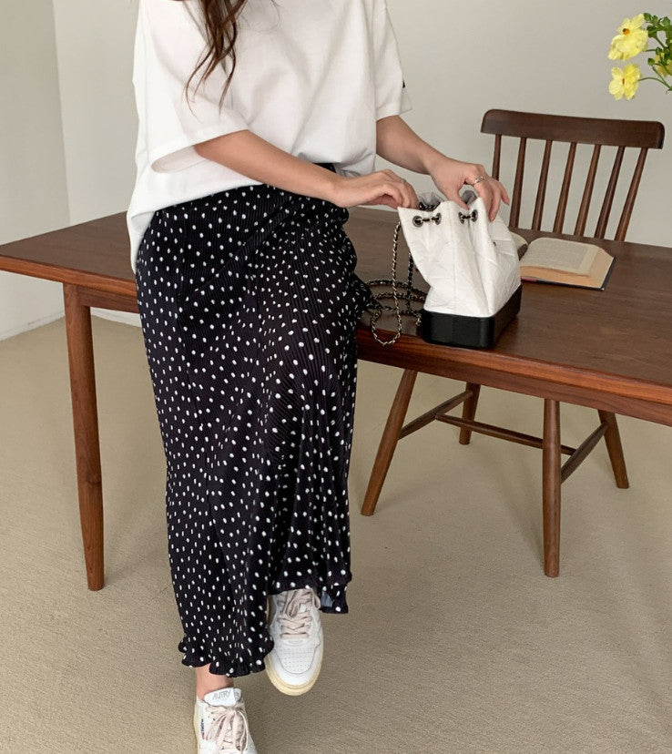 Women's Fashion Pleated Polka Dot Skirt