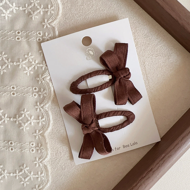 New Autumn And Winter Deciduous Color Series Cotton Tape Bow Hair Accessories