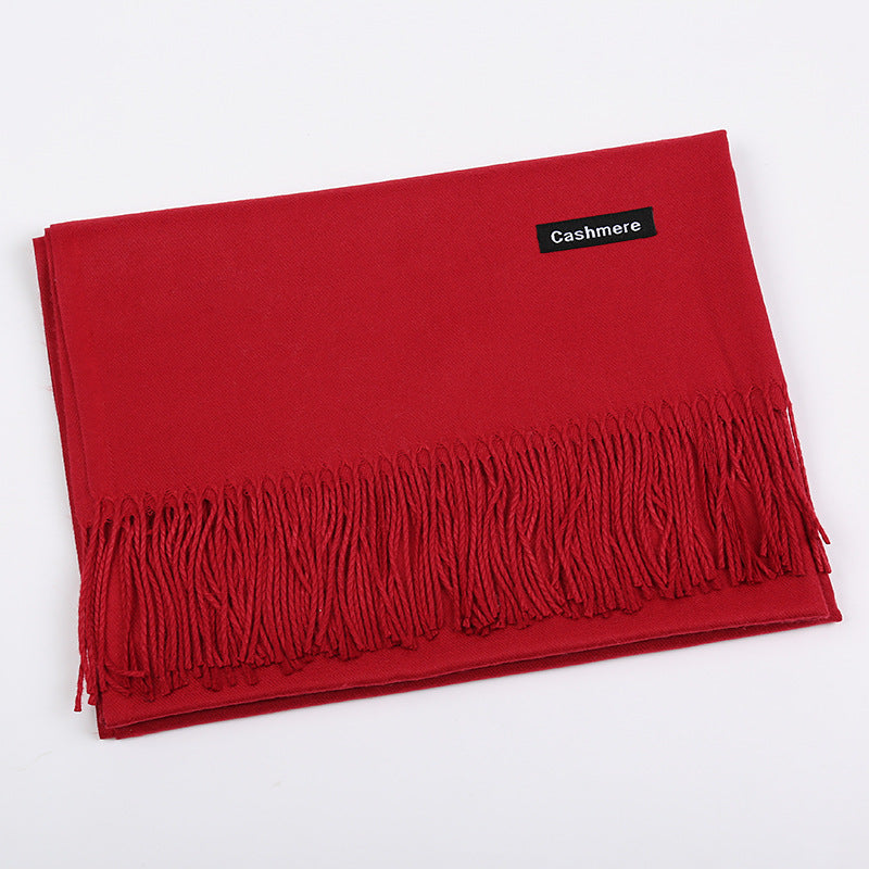 Solid Color Artificial Cashmere Scarf Female 220g Warm Shawl