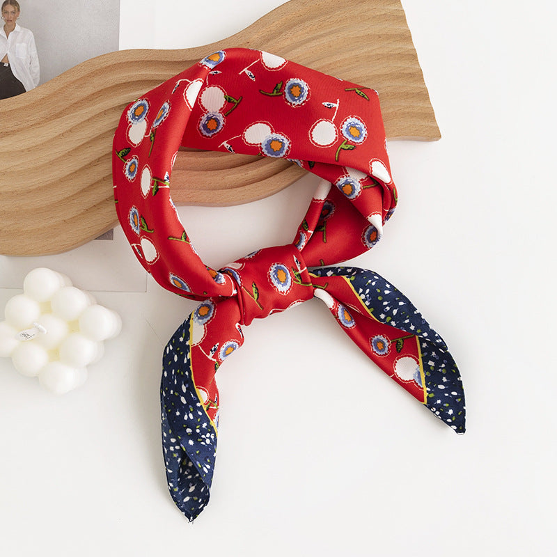 Dandelion Printed Small Square Scarf Personality Trend Emulation Silk Scarf Business Wear Scarf
