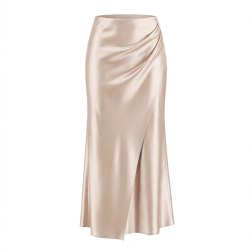 New Puffed Satin Skirt With Elastic Waist