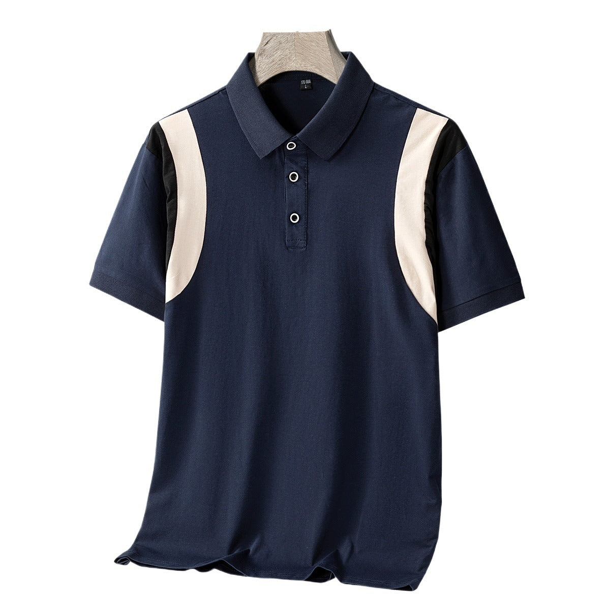 Men's Full Cotton Thin Section Business Lapel Short-sleeved T-shirt