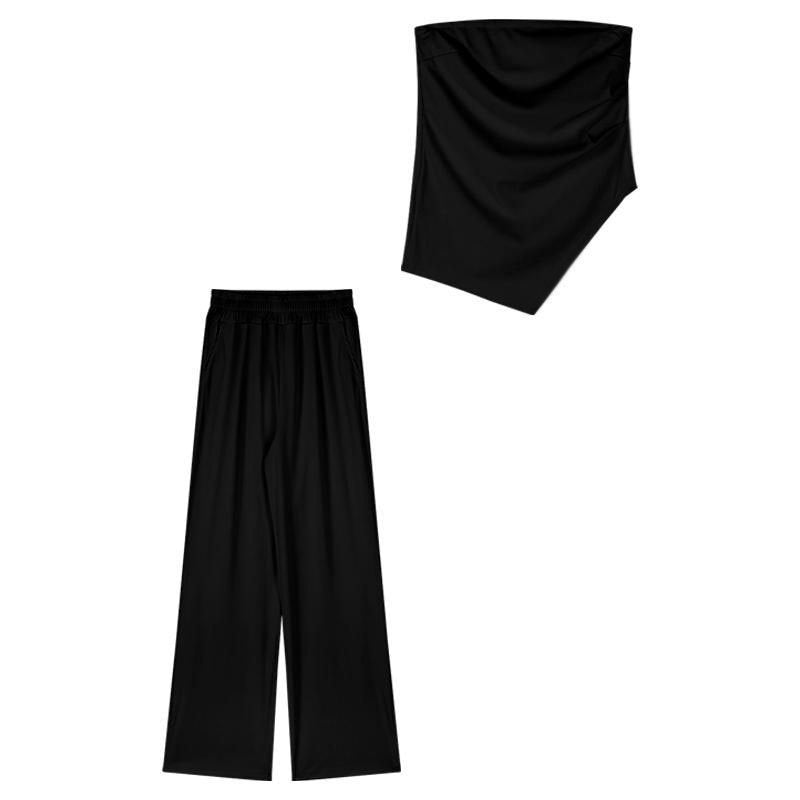 Lady's Sexy Vest High-waisted Casual Wide-leg Pants Two-piece Set