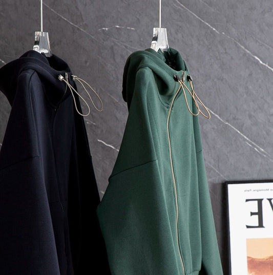 Efterår Høj kvalitet Sweater Hætte Snøre Løs Alsidig Cardigan Jakke