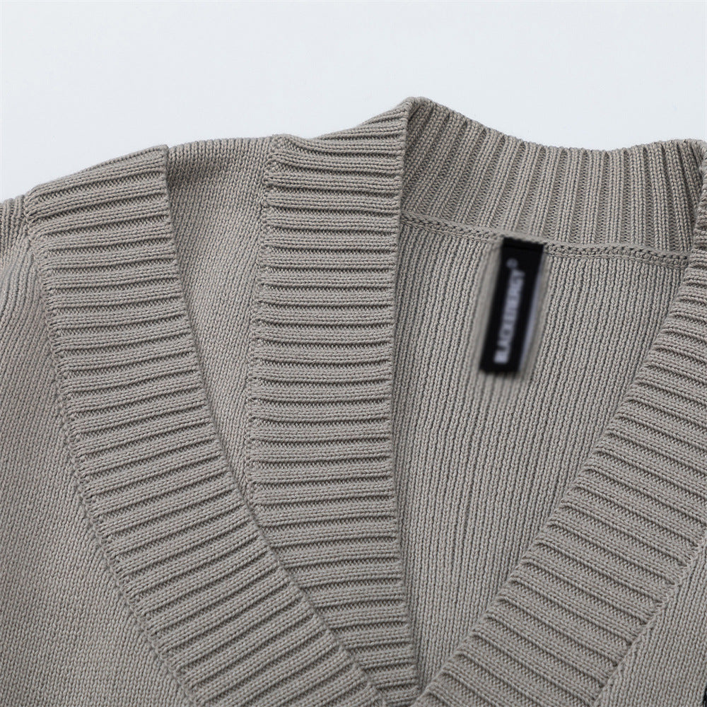 Spring And Autumn American V-neck Knitted Cardigan Sweater