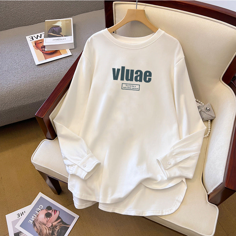 Spring And Autumn Bandage Dress Cotton Base Shirt Mid-length