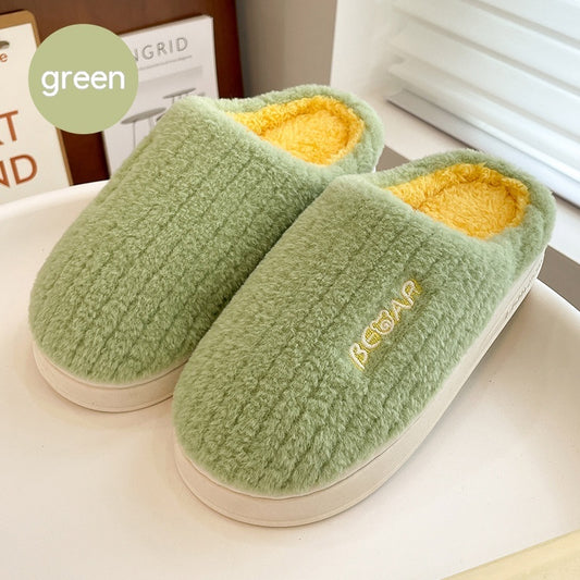 Thick Bottom Indoor Couple Warm Velvet Cotton Slippers