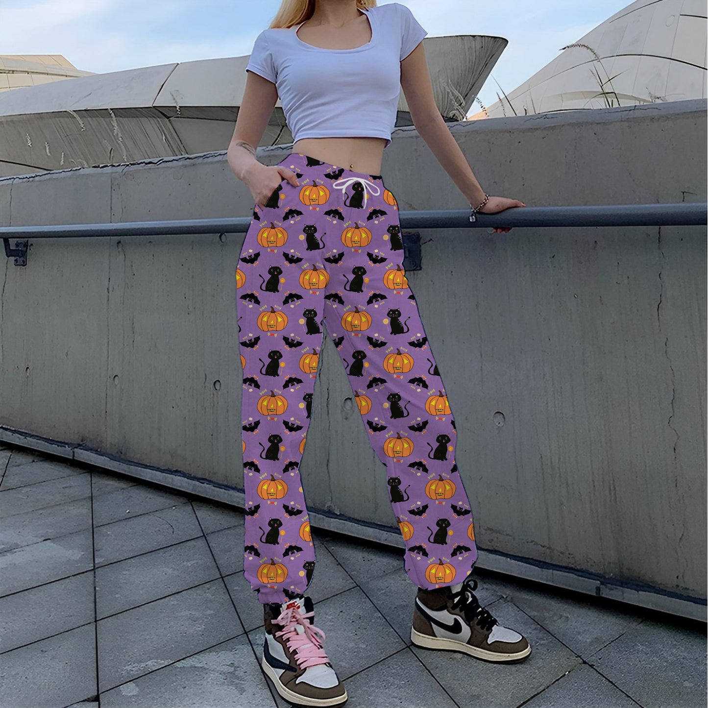 Printed Loose Tappered Sports Pants Fashion