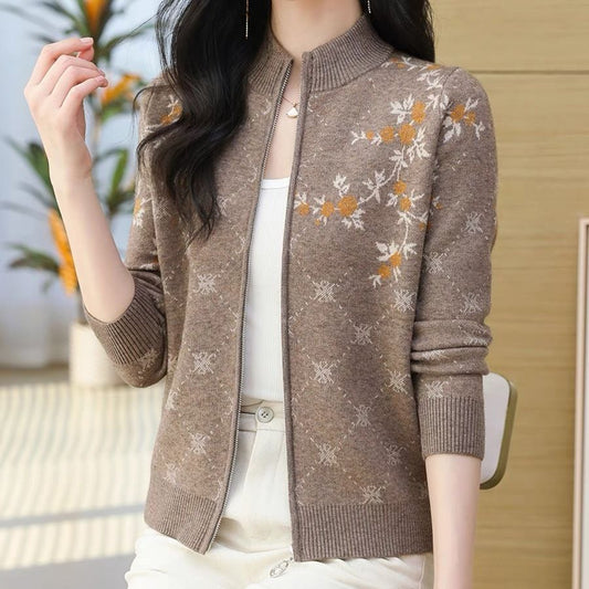 Stylish Jacquard Knit Cardigan For Fall And Winter