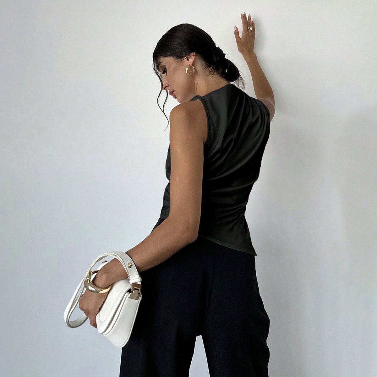 Womens Summer Satin Shirt Minimalist Design