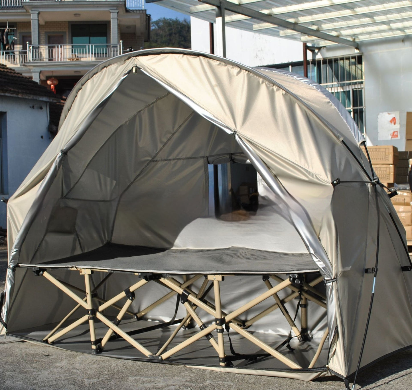Two-in-one Off-ground Camp Bed Single Soldiers Can Use Meditation Practice Tent Alone