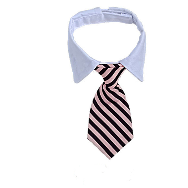 Pet Striped Tie Dog Teddy Bow Tie Scarf Blouse Collar