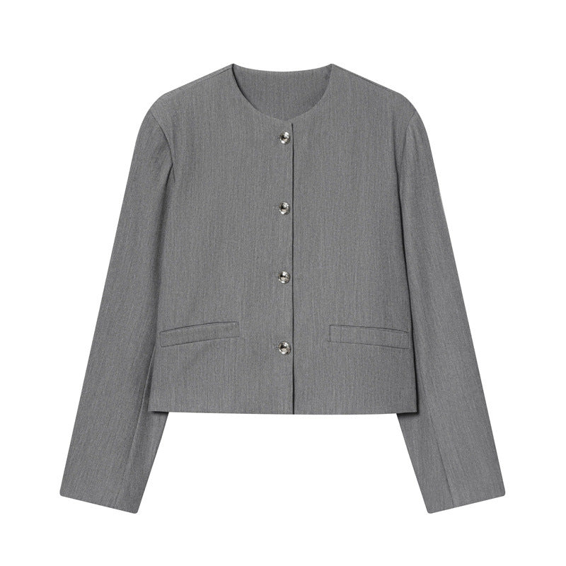 Women's Elegant Round-neck Cropped Blazer
