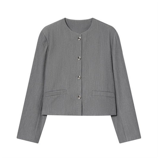 Women's Elegant Round-neck Cropped Blazer