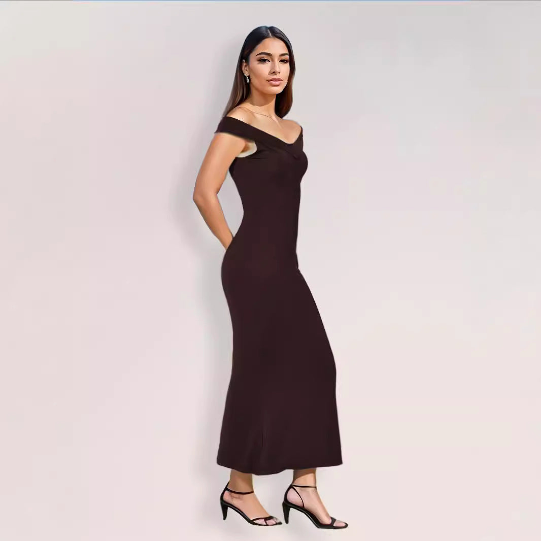 Sommer Ny Off-Shoulder Lang Kjole Dametøj