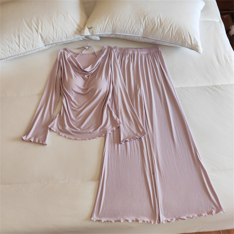 Womens Springautumn Long-sleeve Lightweight Pajama Set