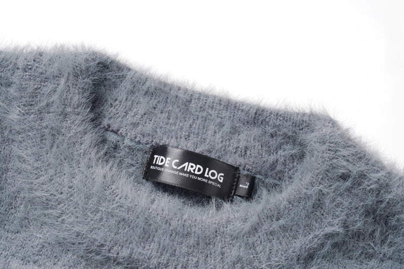 Retro Fashion Brand Contrast Color Letter Tassel Sweater Men