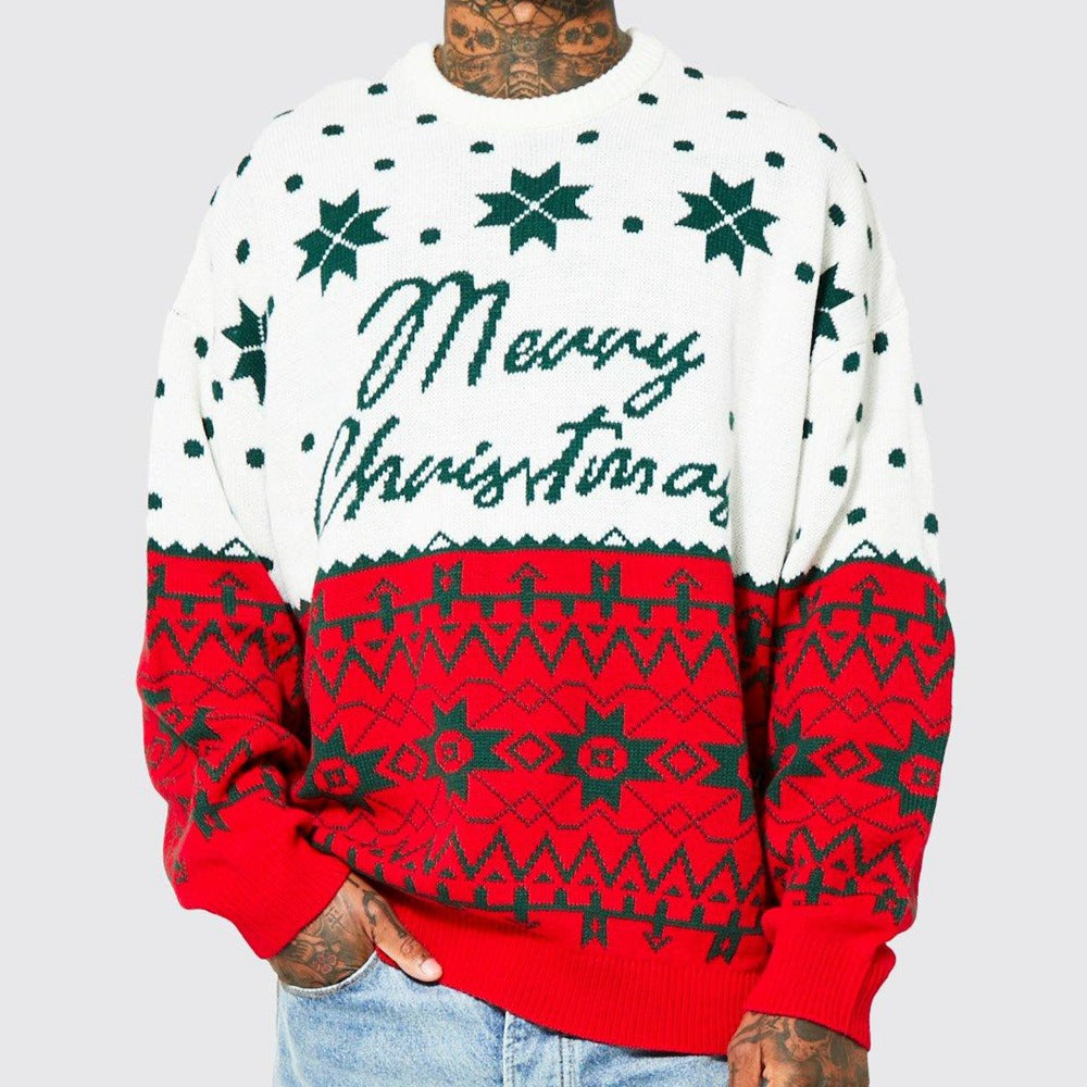 European And American Autumn And Winter Christmas Knitwear Christmas Jacquard Loose Pullover