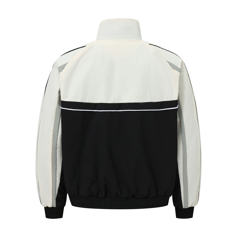 Fashion Stitching Stand-up Collar Jacket Men