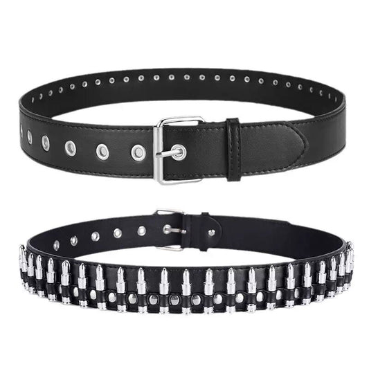 Rivet Belt Black Spicy Girl Style Punk-inspired Versatile