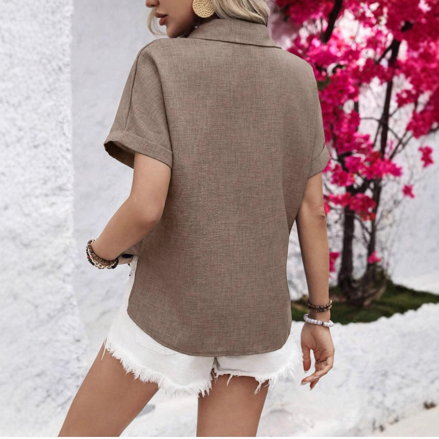 Women's Fashionable Loose-Fit Pocketed Casual Shirt
