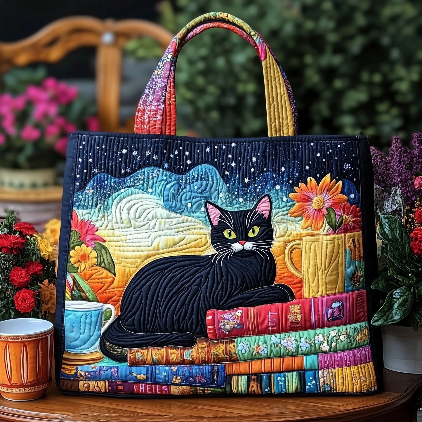 New Digital-print Tote Bag With A Personalized Floral Design In Canvas