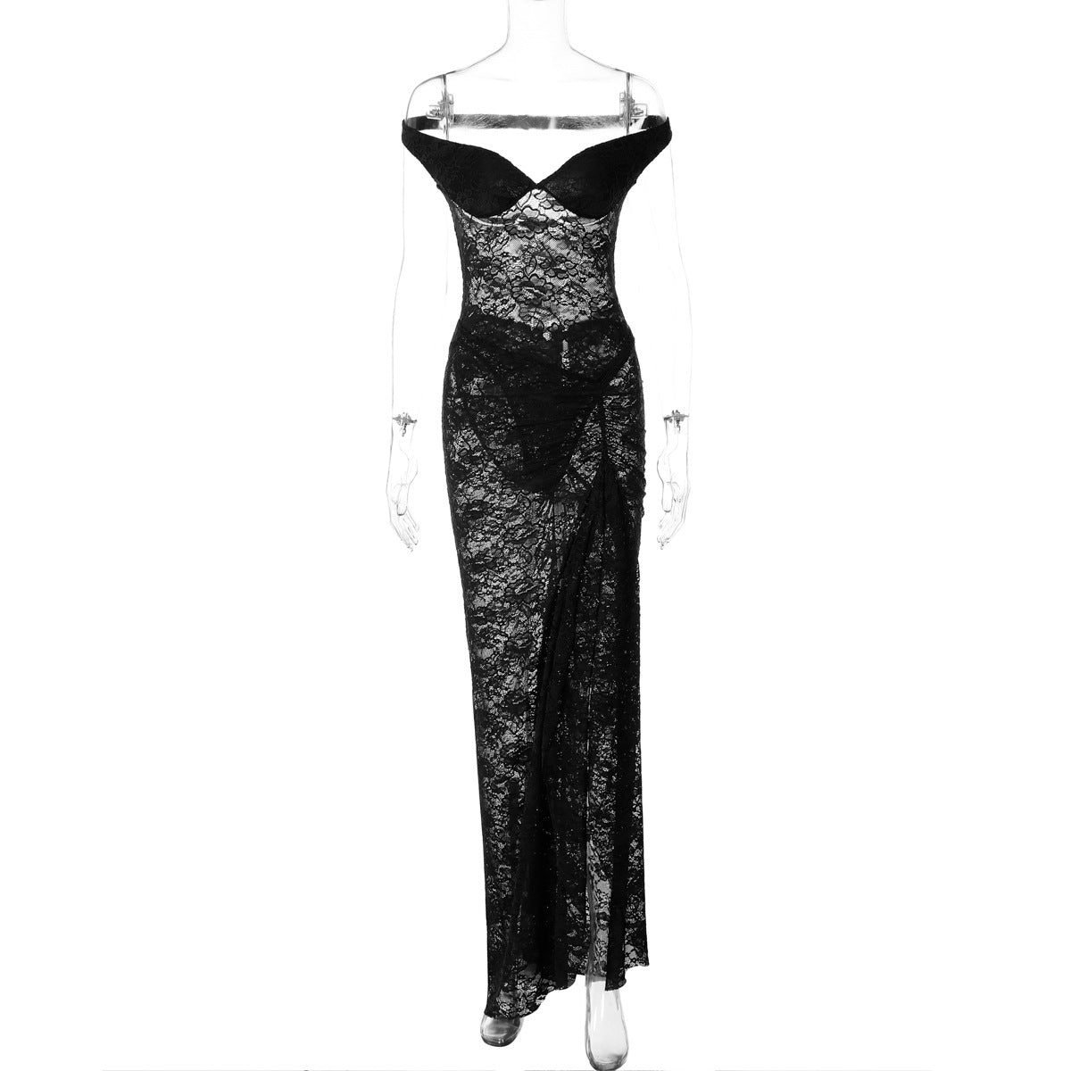 Seamless Ring-shoulder Backless Jumpsuit And Maxi Dress Set For Women