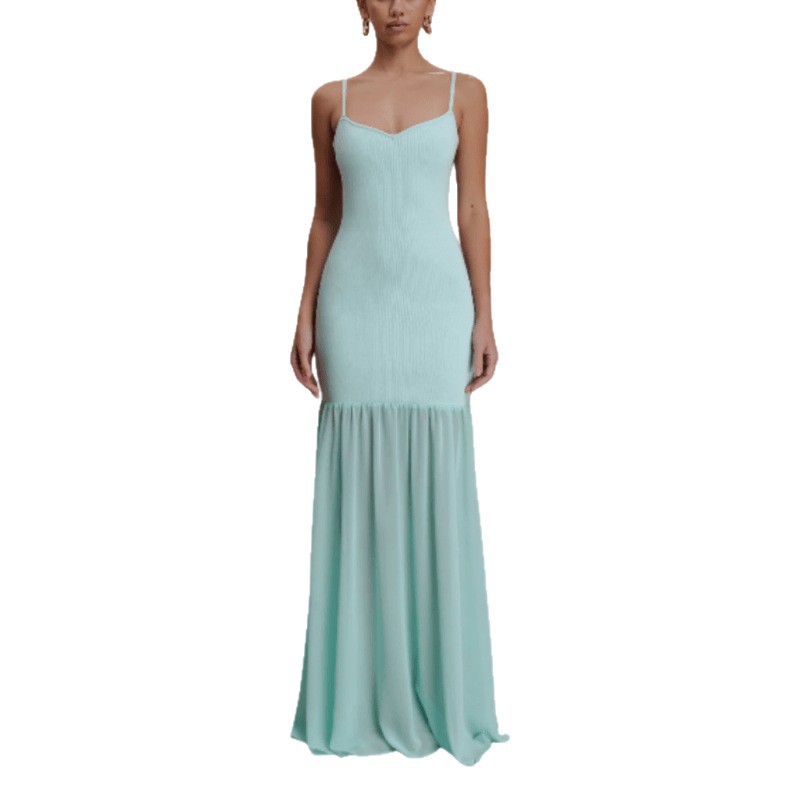 Womens Slim-Fit Stretchy Spliced Bodycon Slip Dress