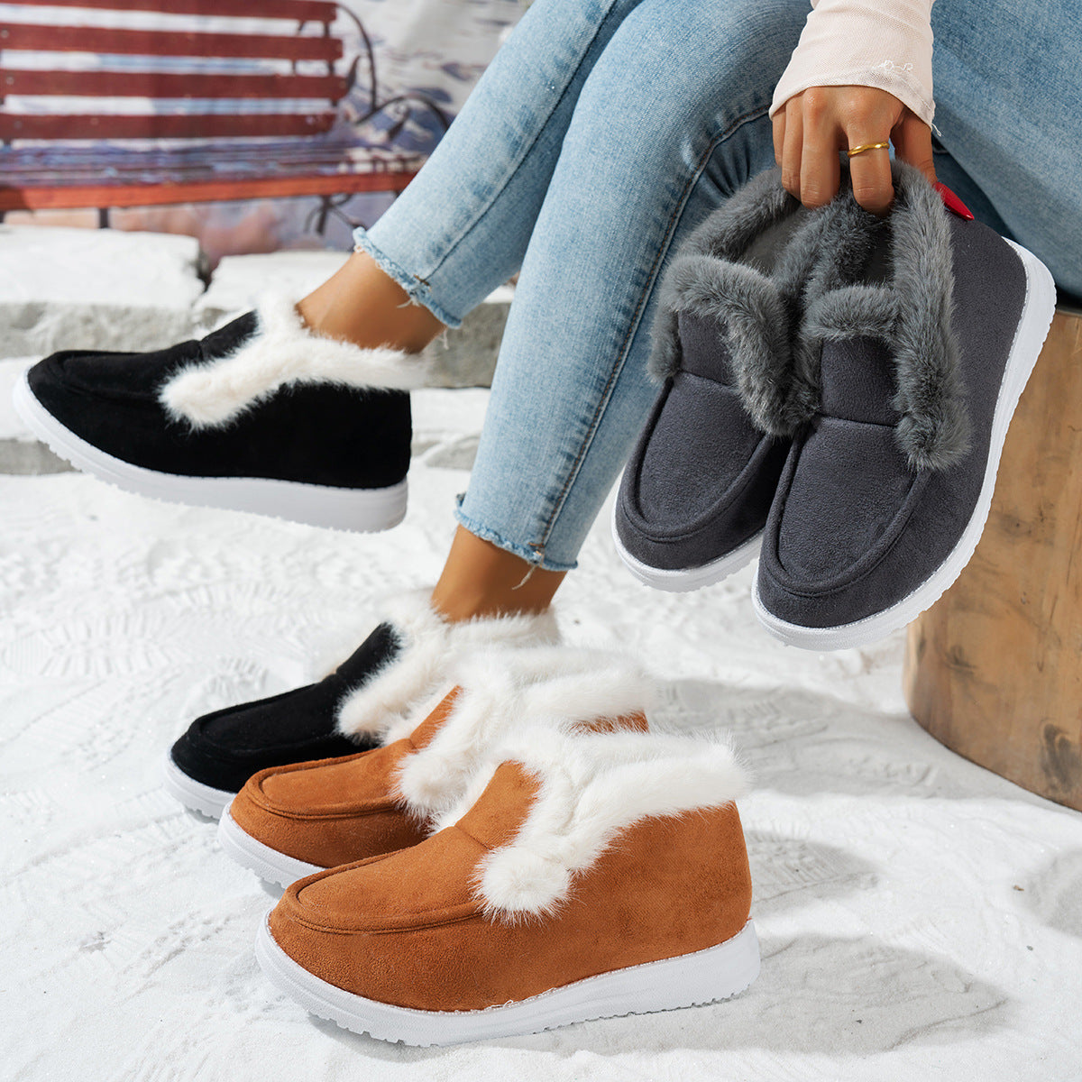 Women's Cotton Fashionable Outdoor Non-slip Thick Warm Shoes