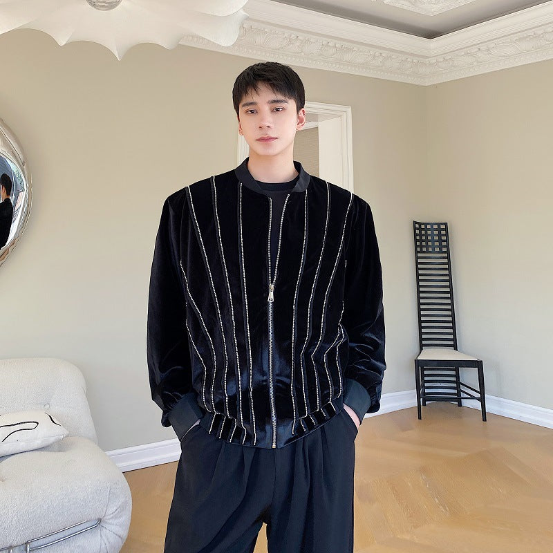 Men's Three Dimensional Sequin Decorative Sweater Coat