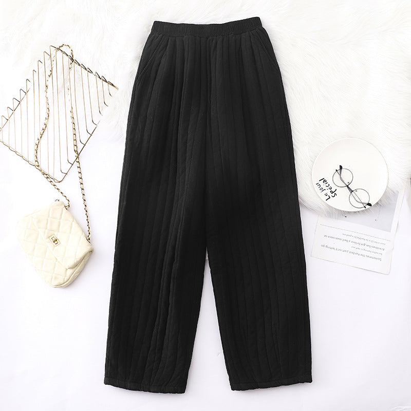 All-match Quilted Casual Pants Cotton Sunken Stripe