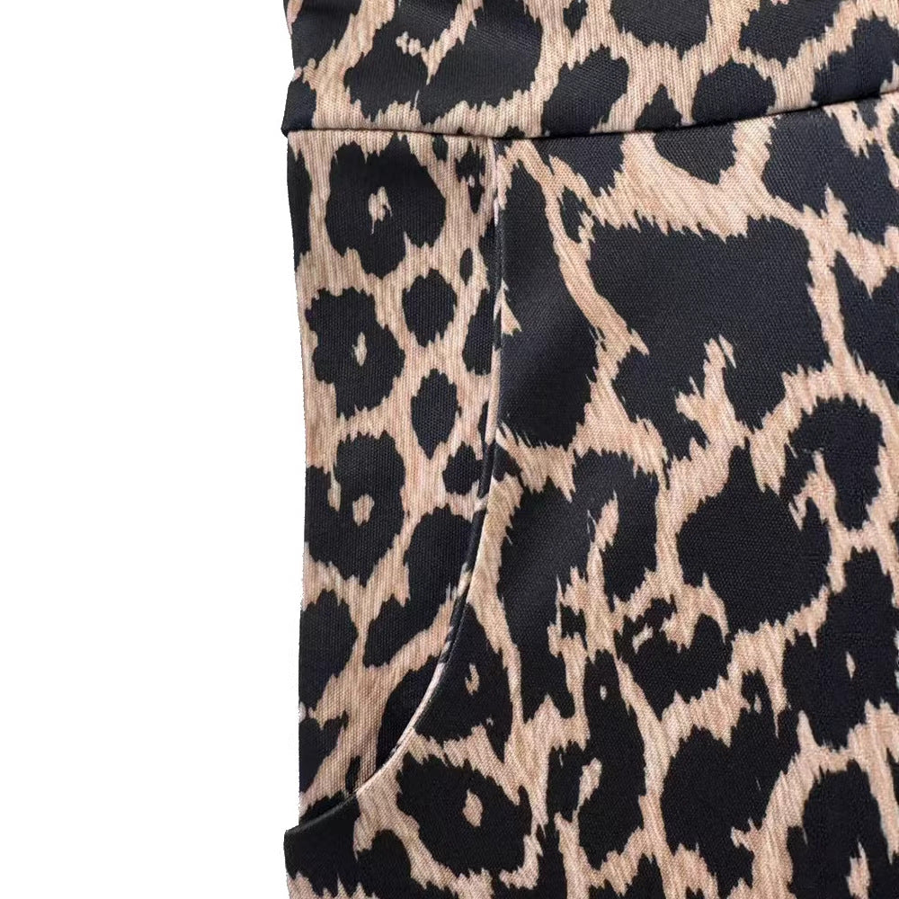 Pullover Long-sleeve Sexy Leopard-print Maxi Dress