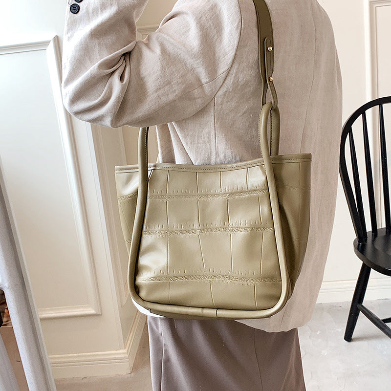 Female Simple Net Red Tote Bag Texture Commuter Briefcase Handbag