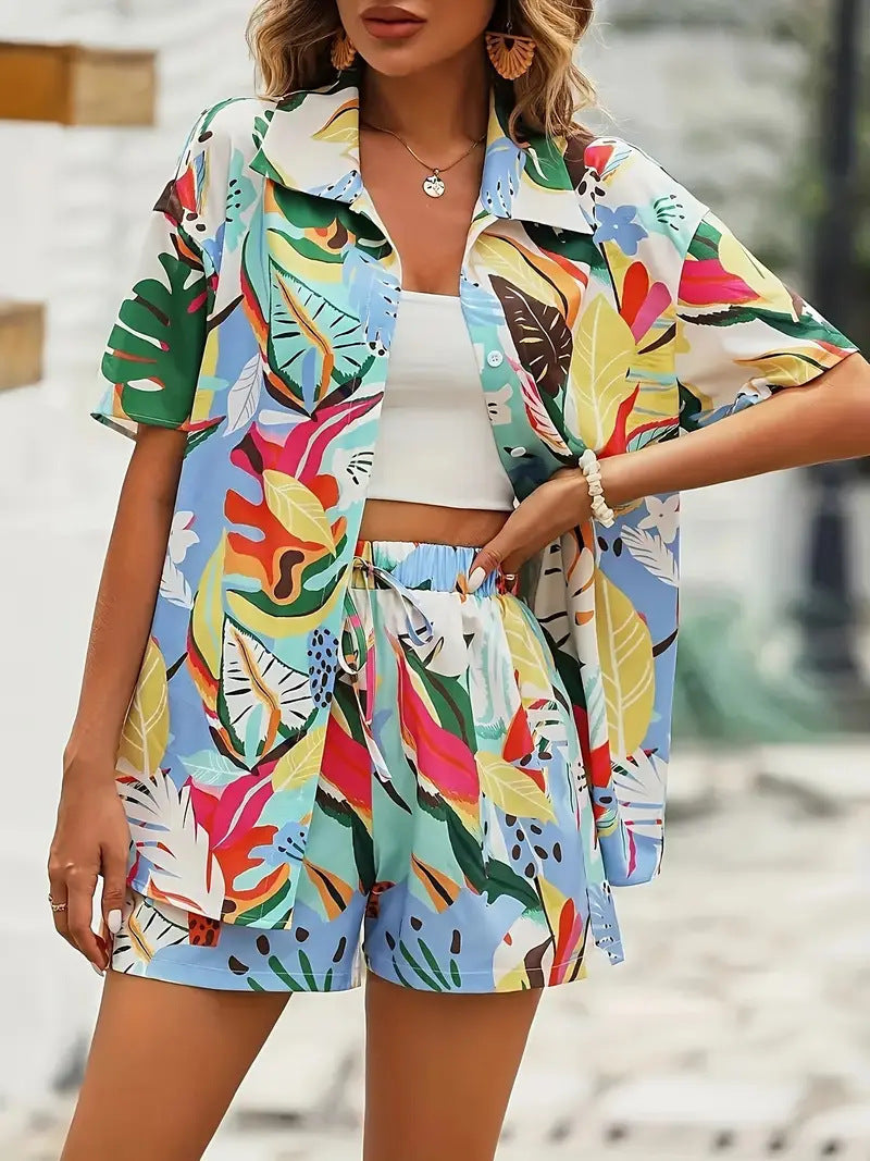 New Resort-style Womens Printed Outfit Set