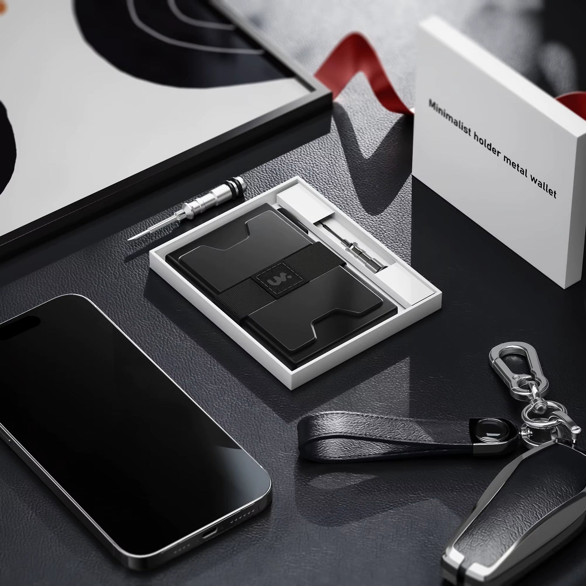 Slim Card Holder Wallet for Men, RFID Blocking Minimalist Mens Wallet, Metal Pop up Wallet with Cash Band