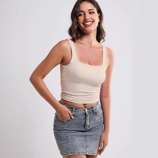Square Collar Beauty Back Outer Wear Inner Wear Sleeveless Sling
